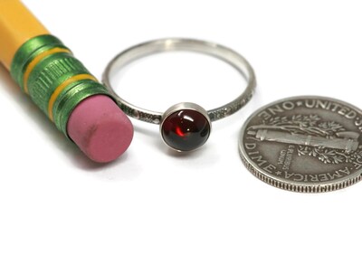 6mm Garnet Skinny Beaded Band Ring - Antique Silver Finish by Salish Sea Inspirations - image4